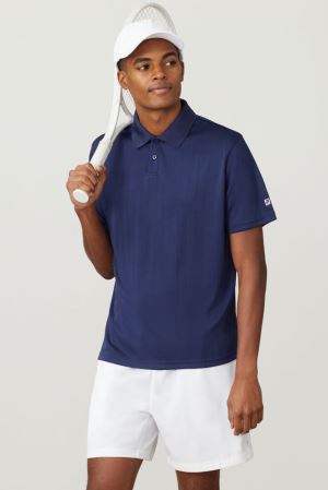 FILA Essentials Drop Needle Polos Navy,Mens Tennis | CA.CYMHNU054